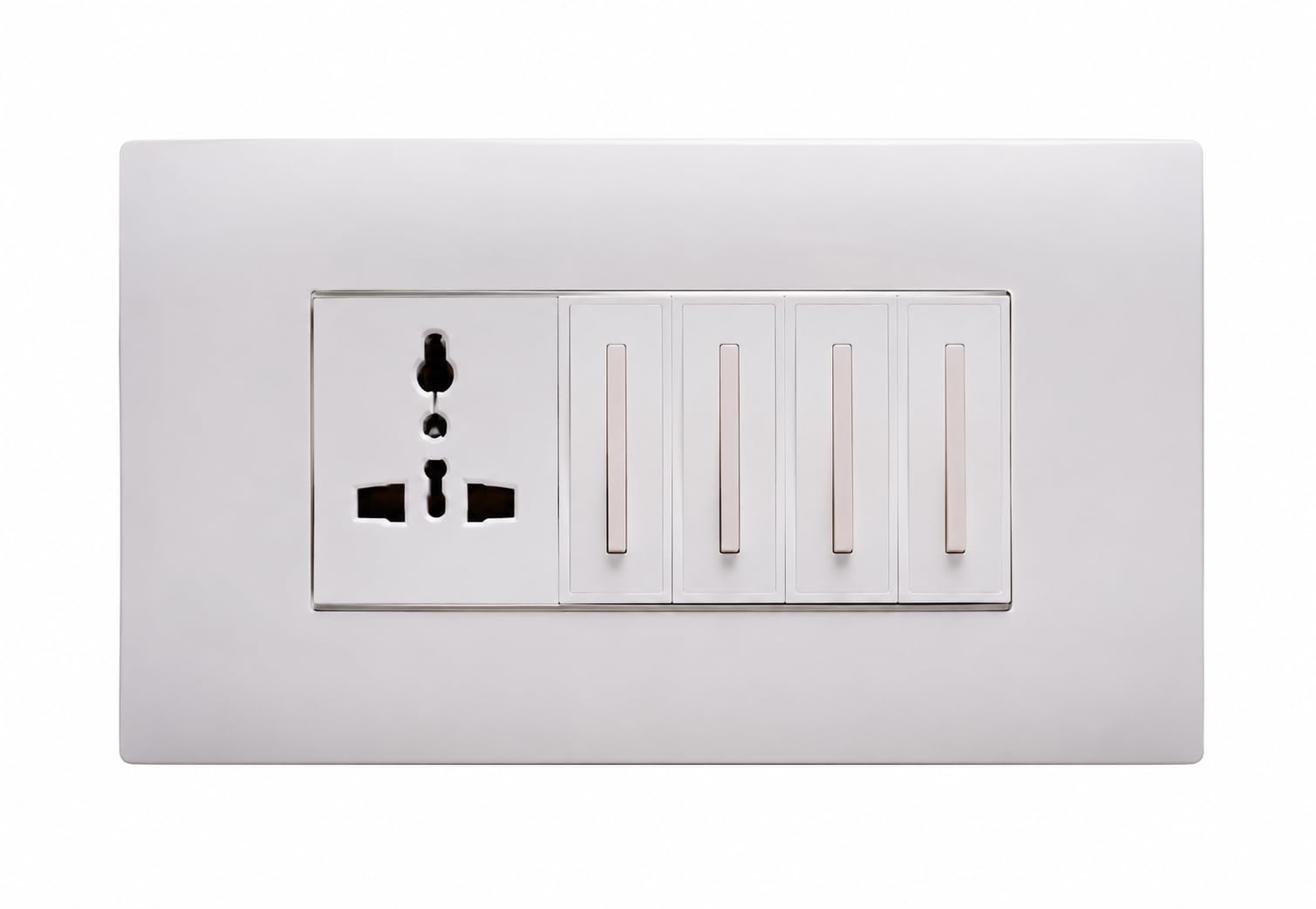 Modular Wall Plate with Universal Socket and 4-Gang Switch, Grey Marble, 8M-image-45