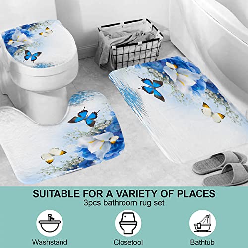 TOENIO 4 Stück Schmetterlings-Duschvorhang-Sets mit 12 Haken, 70X70 Zoll Badezimmervorhänge mit U-Teppich, Toilettendeckelbezug, Badematte, Waschbarer Vorhang für Badezimmerdekoration,C – Bild 5