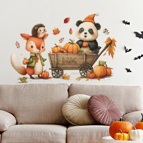 Vinilo decorativo infantil con zorro y panda acuarela miniatura 6