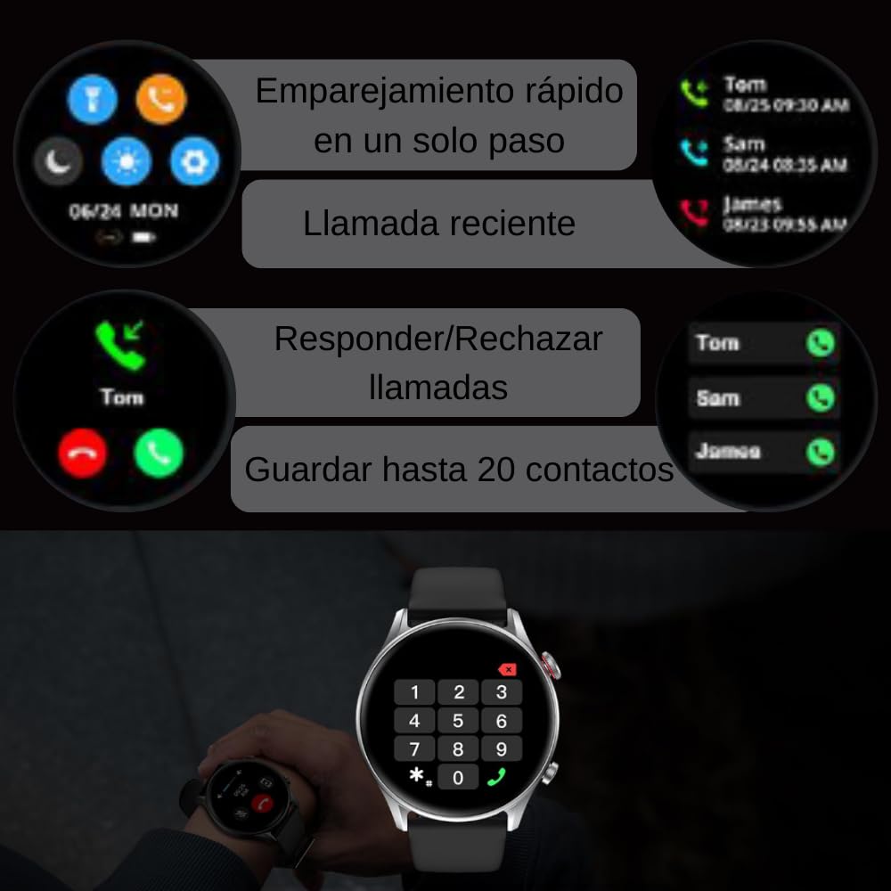 Riversong | Reloj Inteligente Motive 6C Pro | Smartwatch con Android/IOS | Deportivo | Pantalla Táctil | Para Hombre y Mujer | Batería 10 días| Modos Deportivos| Pulsómetro, Sueño, Notificaciones