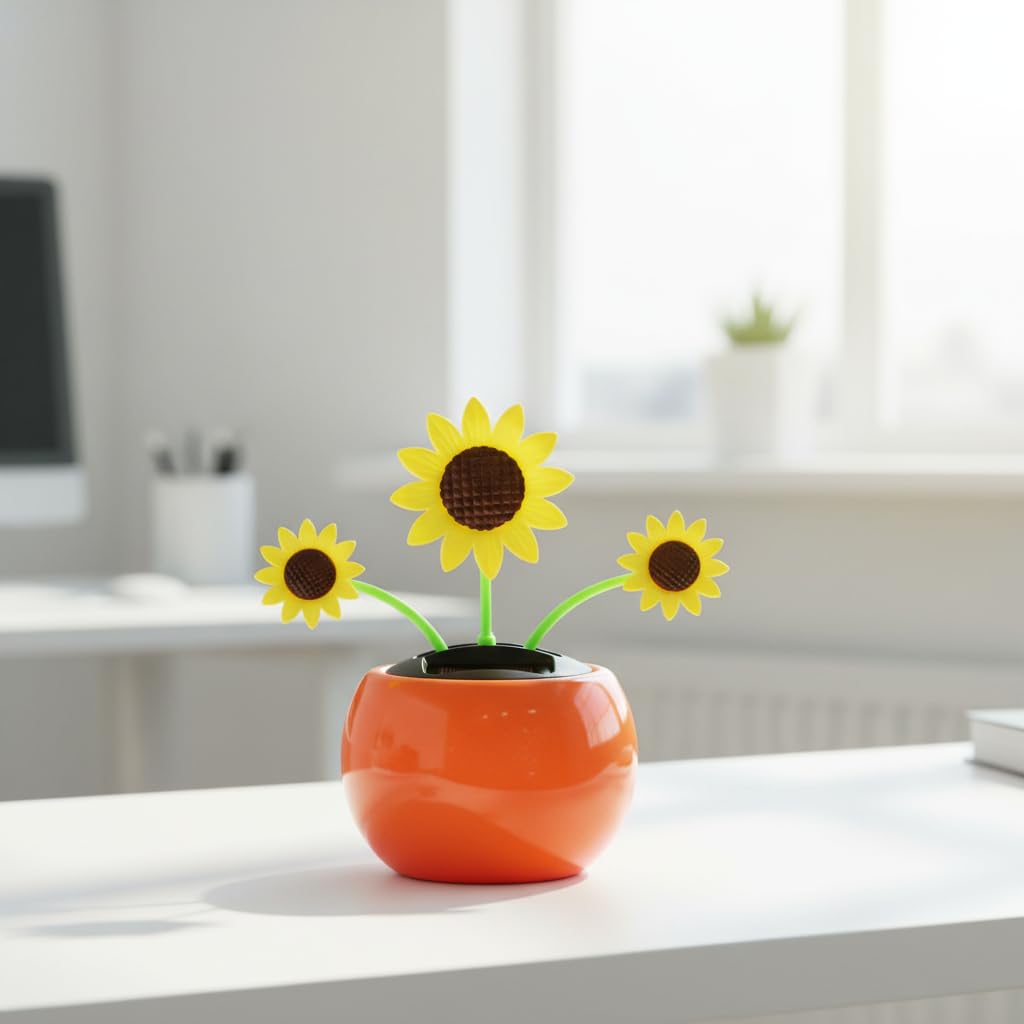 Flenzy Solar Dancing Sunflower Toy – Cute Moving Flower Pot Decor