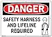 Vestil SI-D-55-E-AC-130 SAFETY HARNESS AND LIFELINE REQUIRED Danger Sign, Aluminum Composite, 0.130" Overall Size, 20.5" W x 14.5" H
