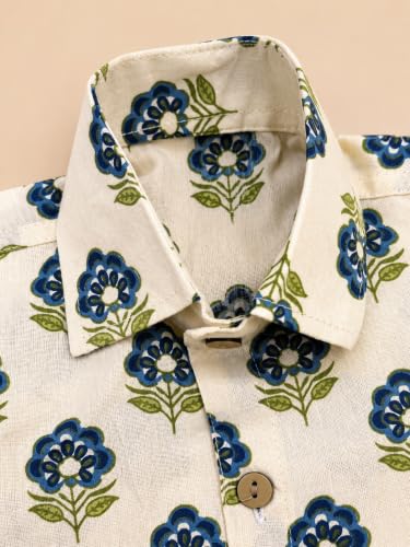 Image of A.T.U.N. (ALL THINGS UBER NICE) Boys 100% Cotton Printed Shirt | Half Sleeve Smart Casual Shirt for Kids | Soft Breathable Button Placket Top