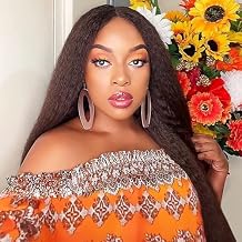 Prosa Kinky Curly Half Wig, 3-in-1 Synthetic Hair with Drawstring Headband, Clip-in Glueless Seamless Flip Over Design, Color 1B, for Women 16inch KST