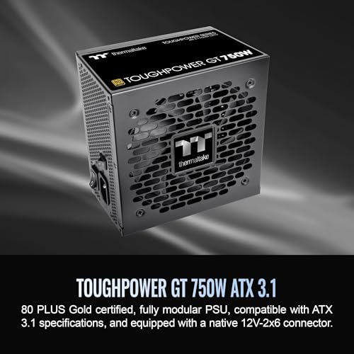 Image of Thermaltake Toughpower GT 750W ATX 3.1 Standard Power Supply; 80 Plus Gold Efficiency; Smart Zero Fan; Native 300W PCIe 5.1 Connector; PS-TPT-0750FNFAGU-3; 5 Year Warranty