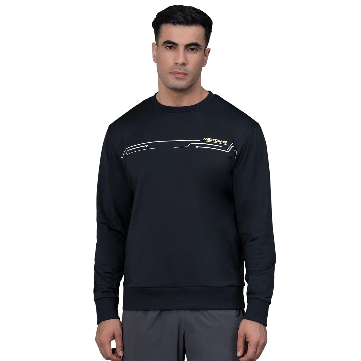 red tape Graphic Print Athleisure Sweatshirt for Men | Comfortable with Stylish Design | Warm and Cozy - RWS0321M-L Black-picture-27