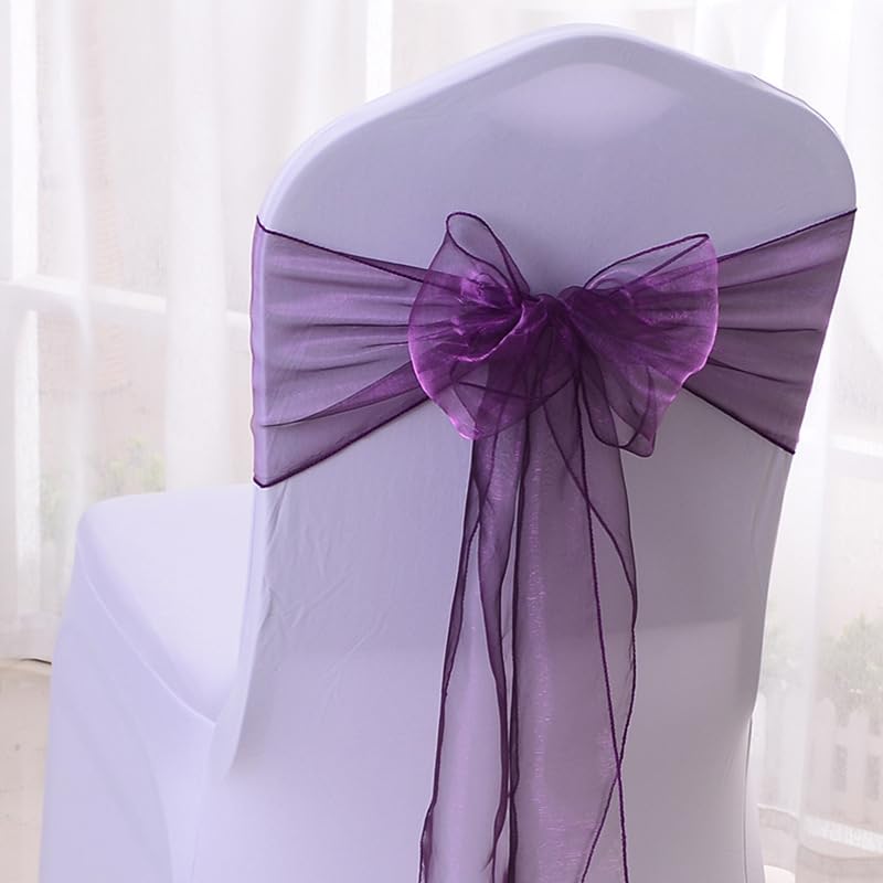 ERRVA 10/50 Stück Hochzeitsstuhl-Dekoration, Organza-Schärpen, Band, Knotenbänder, Stuhlschleifen für Hochzeit, Party, Bankett, Event-Dekoration, 50 Stück