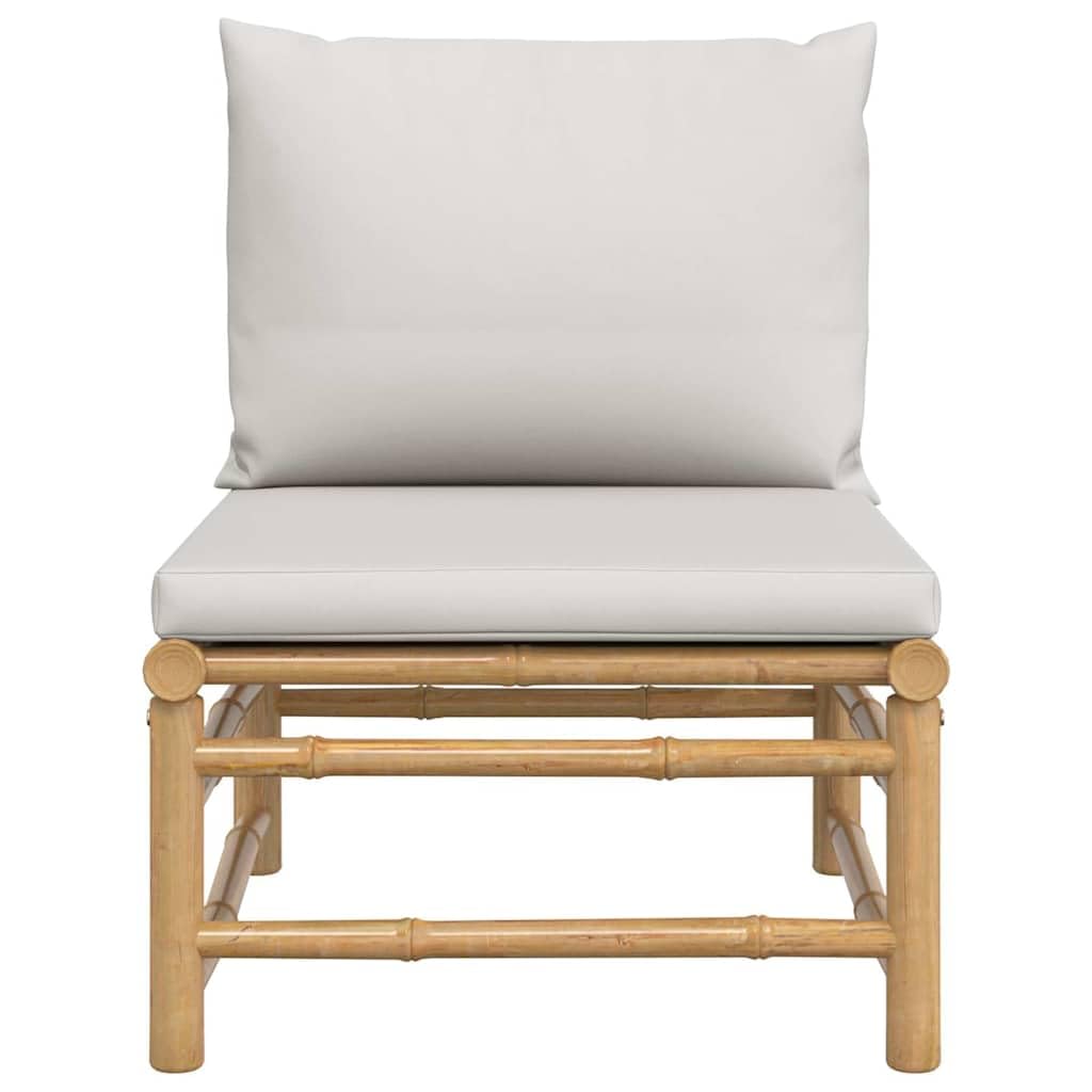 vidaXL Canapé Central de Jardin avec Coussins Gris Clair Bambou