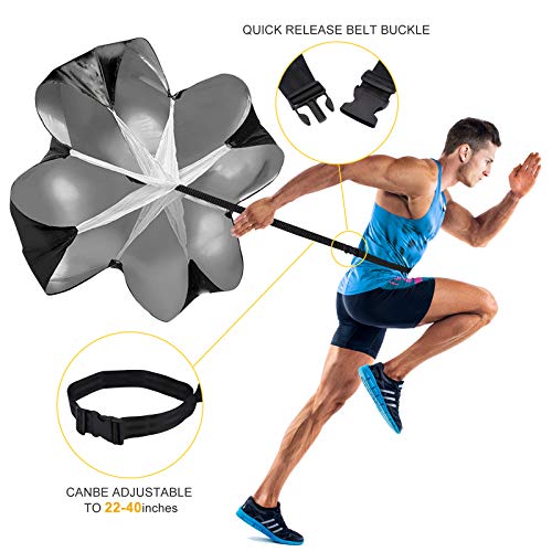 SKL Speed Agility Training Set, Includes Speed Running Parachute, Adjustable Rungs Agility Ladder, 12 Disc Cones, Jump Rope with Carrying Bag for Football Soccer Lacrosse Hockey Basketball Drill
