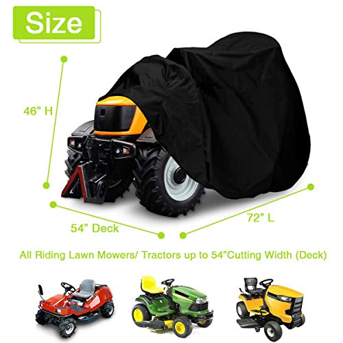 Lawn Mower Cover Waterproof, 600D Heavy Duty UV Resistant Breathable Oxford Fabric Riding Mower Cover, Universal Size Tractor Cover Fits Decks up to 54