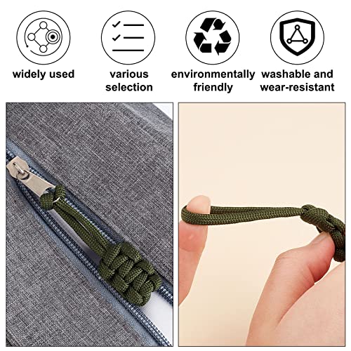 Image of GORGECRAFT 10PCS Zipper Pulls Replacement Universal Nylon Zipper Repair Kit Zipper Slider Pull Tab Zipper Fixer Metal Zipper Head Hand Woven Pull Rope Zipper Handle Cord Pull Tab, Dark Olive Green