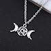 RUIZHEN Fashion 4 Colors Triple Moon Goddess Pendant Necklace Pentacle Pentagram Wiccan Jewelry(silver)
