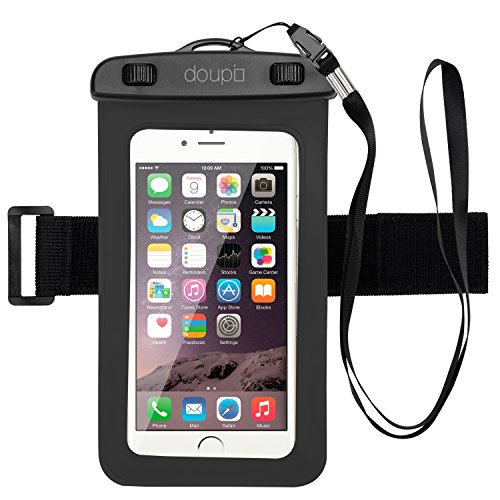 Custodia Impermeabile del Telefono 100x190mm per 4.3 a 7.0 Pollici Toccare Funzione di Schermo e Uscita Audio per luscita per Cuffie Borsa da Spiaggia Fascia da Braccio Nero