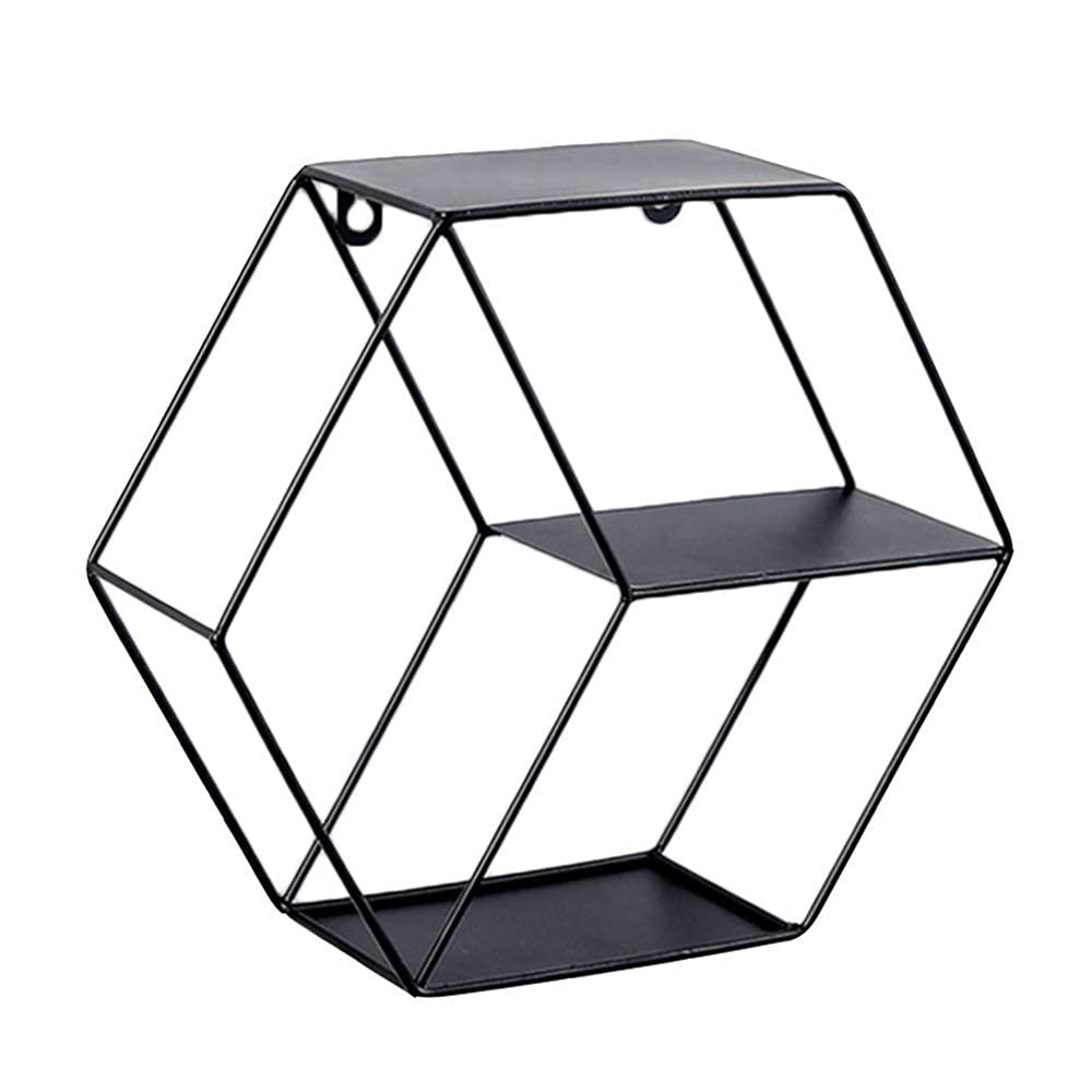 Étagères flottantes hexagonales MU noires pour cadres et plantes