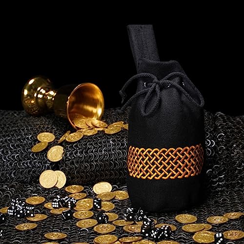 Larp coin pouch Mythrojan de lana negra bolsa medieval para accesorios de cosplay 3