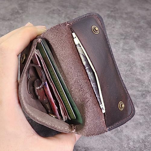 1 Pcs Leather Coin Purse Wallet With Card Slots,Snap Leather Coin Pouch, Coin Organizer, Change Holder,Card Case, Leather Storage Bag for Men & Women4