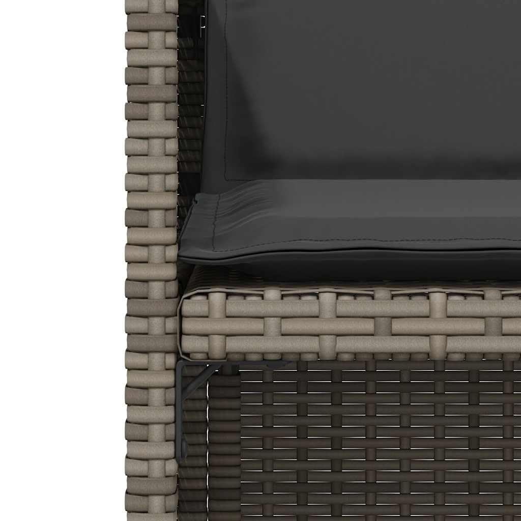 Set da 3 pezzi da bistrot con cuscino grigio, polyrattan, tavolo in legno di acacia, sedie pieghevoli per giardino, balcone, terrazza, resistente ai raggi UV