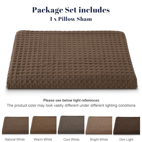 PHF Ultra Soft Waffle Weave Body Pillowcase 20" x 54", No Insert, Breathable & Skin-Friendly Body Pillow Sham with Zipper, Decorative Waffle Weave Pillow Cover, Cocoa Brown - Thumbnail 6
