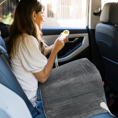 Image of Comfytemp 12V /24V Car Electric Blanket for Back Soothing 17 inch x 33 inch, 4 Heat Settings, 11 Auto-Off, Portable Mini Travel Blanket for Shoulders Neck Hip, Truck, SUV, Washable for Driver Men Women Winter