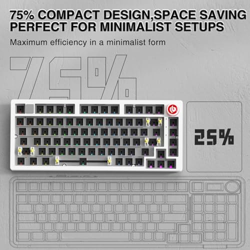 Image of CORBOBO LEOBOG Hi75C Upgraded Wired Mechanical Keyboard Kit - Aluminum Alloy Gasket Mount 75% Barebones DIY Base with Hot Swap, RGB Backlighting & Volume Knob - Enhanced Custom Gaming Keyboard Build