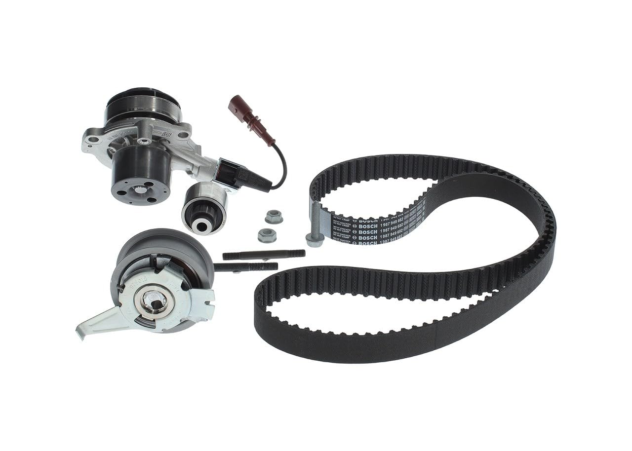 BOSCH 1 987 946 383 Bomba de agua + kit de correa de distribución Número de dientes: 145 25 mm Compatible con VW Golf 7 Hatchback 5G1, BQ1, BE1, BE2 Passat B8 Variant 3G5, CB5, SKODA, AUDI