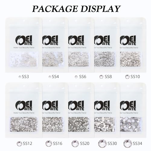 Image of Crystal Clear Flatback Rhinestones SS10 (2.7-2.8mm), 1440pcs Glass Nail Gems, Non Hotfix Rhinestones for Nails, Crafts, Clothing, DIY Bling Decorations