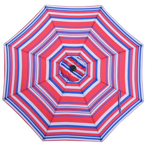 Image of MASTERCANOPY Patio Umbrella 9 ft Replacement Canopy for 8 Ribs-Navy and Red Stripes Canopy Only