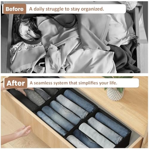 Image of JD FRESH 5 Slot Non-Woven Fabric Clothing Storage Box /Foldable Wardrobe Organizer /Multipurpose Storage Organisers for clothes /Shirts /T-Shirts /Dress /Sweaters /Jeans (Pack of 2, Black)