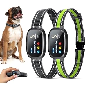 Dog Bark Collar 2 Pack, Rechargeable Smart Bark Collar for Large Medium Small Dogs 10-150lbs with Barking Count Record, Anti Barking Training Collar with 5 Adjustable Sensitivity Beep Vibration Shock