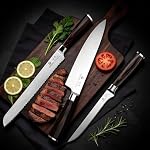 Ensemble de couteaux imarku de 3 pièces, ensemble de couteaux de cuisine en acier inoxydable à haute teneur en carbone | Couteaux de cuisine japonais ultra tranchants avec poignée ergonomique en Pakkawood, cadeau idéal pour les cuisiniers à domicile