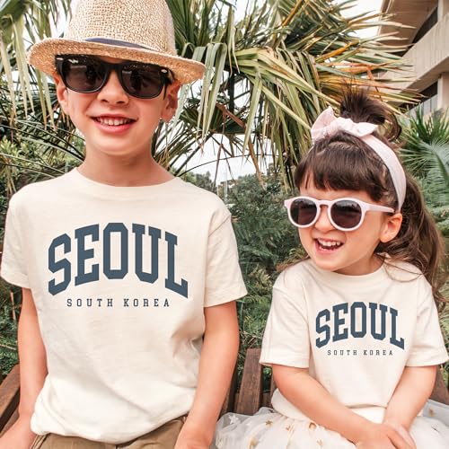 Seoul South Korea Kids Shirt - Trendy Vintage Aesthetic Varsity Korean Family Vacation Matching Shirts - Travel Destination Gift For Boys & Girls - Natural Boho Adult, Toddler, Youth Tee2