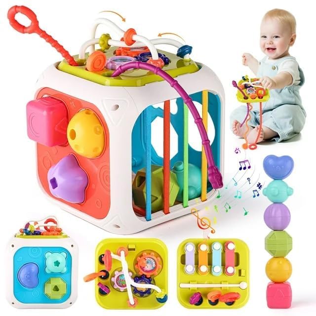 REAVIAN 7 in 1 Montessori Sensory Toys for Baby 6 9 12 18 Months Newborn Girl Boy Educational Gift Motor Skills Activity Cube Games for Children Toys Birthday Great Gift (B0CFXQF2B2) Amazon Price History, Amazon Price Tracker