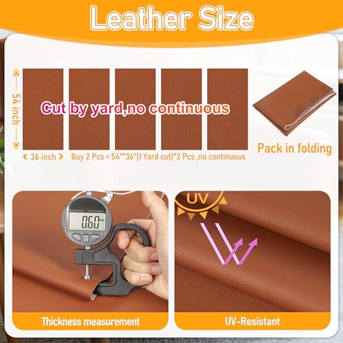 Meneng Marine Vinyl Faux Leather: Brown 54\"x36\" Grain Upholstery Fabric Leather for Furniture Sofa Recover - Waterproof & Scratch-Resistant Vinyl Repair Material for Boat Seats Car Interior
