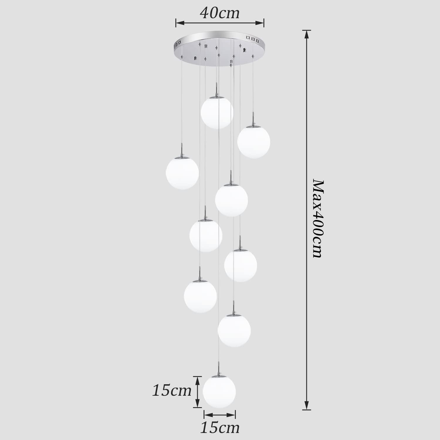 H.W.S Lámpara colgante moderna con forma de casa de escalera, lámpara colgante para mesa de comedor, G9, altura regulable, lámpara de araña, para escaleras, salón, villa, cocina, pasillo (9 focos)