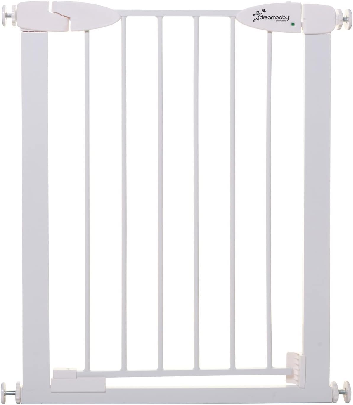 Dreambaby Boston Magnetic Auto Close Baby Gate - Indoor Safety Gates - Fits Opening from 24.25-26.5inch Wide & 29inch Tall - with Smart Stay Open Feature - White