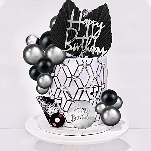 Man Cake Topper Black Silvery Ball Cake Topper Happy Birthday Boho Cake Topper Decorations For Silvery Boho Wedding Man Boy Birthday Party Baby Shower Supplies (Style 3) #TOP4