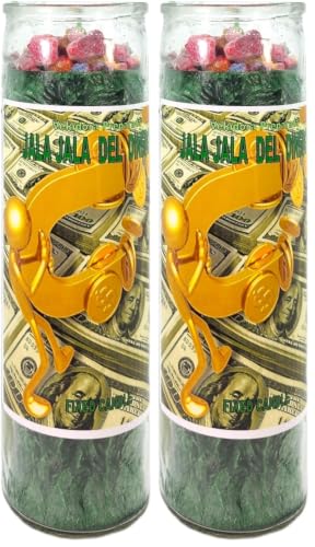 Attract Attract for Money-Palm Wax Spiritual Intention Spell Candle-[Green] | Vela CASA ESOTERICA PERFUMADA- (JALA JALA DEL Dinero) (Pack of 2)