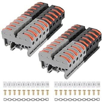 20 Pcs DIN Rail Terminal Blocks Kit Compact Lever Connectors 28-12 AWG ...
