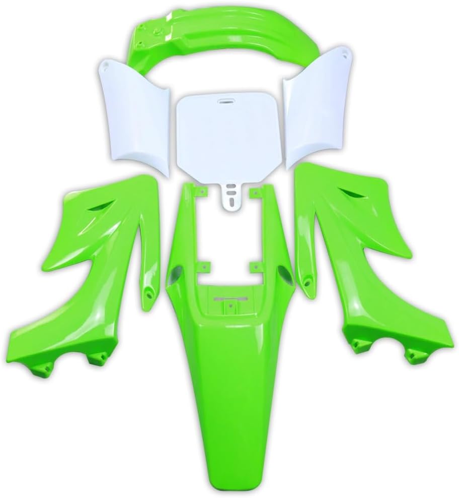 7pcs ABS Plastic Fender Fairing Body Work Kit Mudguard Set For Motorcycle Pit Dirt Bikes Apollo 110cc 125cc 140cc 150cc 160cc Orion (Green)