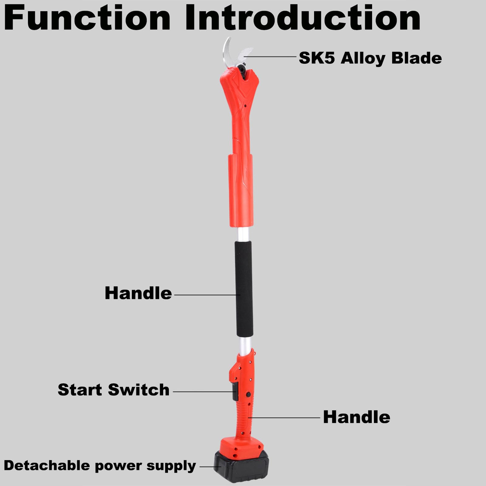 Bezprzewodowa Sekator, Akumulatorowa Sekator Elektryczny Z Osełką, średnica Cięcia 1,2 Cala (30 Mm), Wyłącznik Bezpieczeństwa, Ostrza Sk5, Idealna Do Ogrodu(Size:Duży)