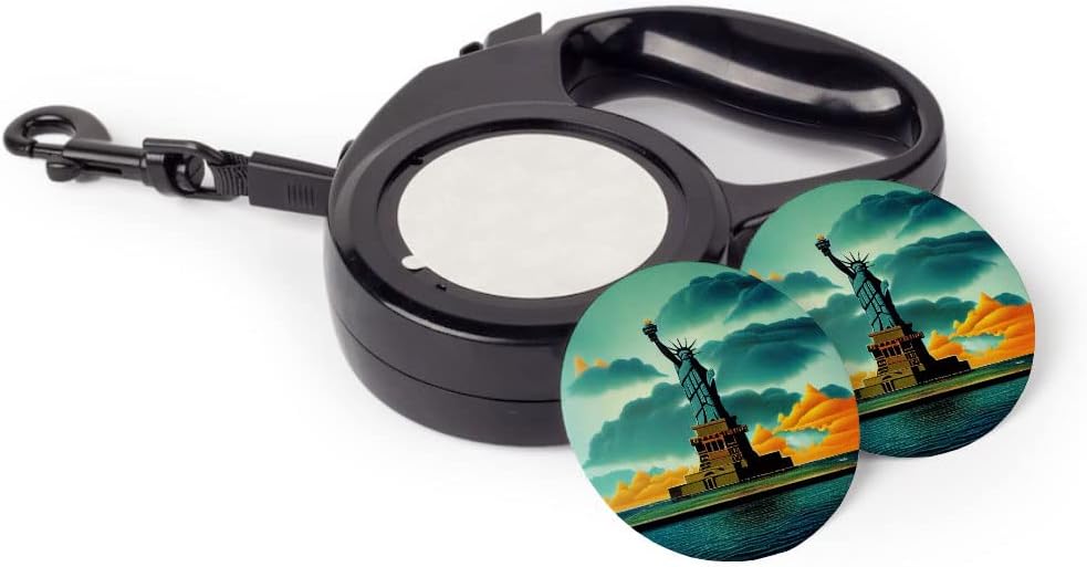 Statue of Liberty Design Retractable Pet Leash - Graphic Design Leash - Color Print Dog Leash - 197 inches
