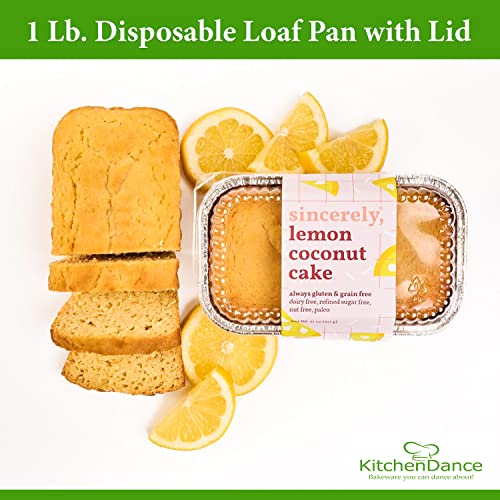 KitchenDance Disposable Aluminum 1 Lb Mini Loaf Pan with Clear Lid - 15 Ounces Aluminum Foil Heavy Duty Mini Loaf Baking Pan, Aluminum Foil Pans for Baking, Cooking, Storing, Preparing Food, 20 Sets - Thumbnail 6