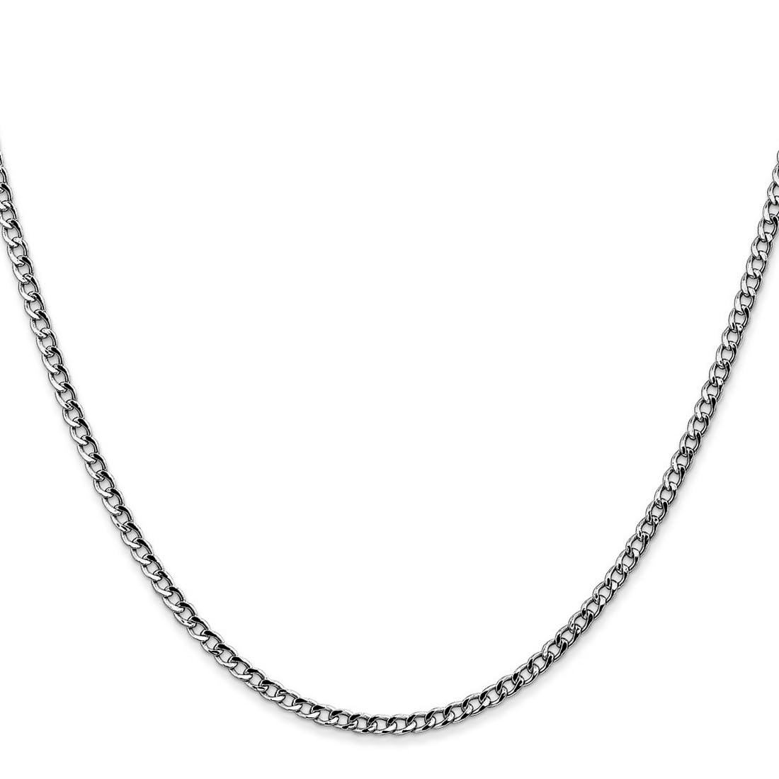 Armband aus 14-karätigem Weißgold, halbfeste Gliederkette, 2,5 mm, Geschenk für Mama