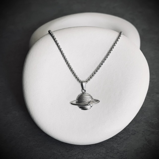 Planet Halskette Für Herren – Box Chain Aus Edelstahl, Wasserfest, Streetwear Schmuck