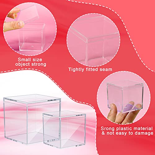 48 Pcs Clear Acrylic Plastic Boxes For Display Small Acrylic Box With Lid Clear Plastic Square Cube Transparent Decorative Box Tiny Jewelry Storage Boxes Organizer Candy Containers, 2 Sizes #TOP2
