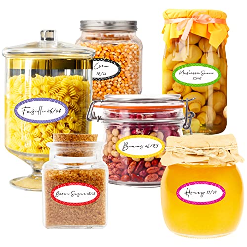 500 Removable Freezer Pantry Canning Labels, 8 Colorful Polka Borders, Water Oil Resistant With Perforation Line For Food Containers Jars Kitchen Restaurant Storage Organization #TOP4