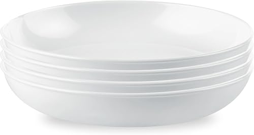 Corelle 4-Pc Versa Bowls for Pasta Salad and More, Service for 4, Durable and Eco-Friendly 30-Oz, Compact Stack Bowl Set, Microwave and Dishwasher Safe, White