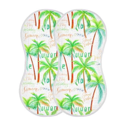 Coconut Palms Baby Burp Cloths Burp Clothes Rags Muslin Burp Cloths Soft Burping Cloths for Babies Burp Cloth Bib Baby Washcloths for Baby Boy Girl Wipes 22x11IN,2 Pack