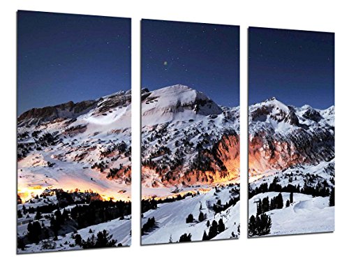 Cuadros Camara Poster Fotográfico Paisaje Montaña Atardecer Nevado Tamaño total: 97 x 62 cm XXL, Multicolor