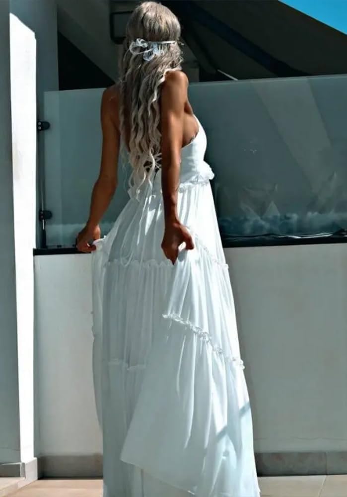 Principessa Damigella D'Onore Abito Da Spaghetti Cinghie Prom Abiti Da Sera A Livelli Chiffon Formale Partito Maxi Abito ZMKI807